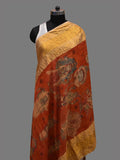 Red Kalamkari Hand Painted Kanchipuram Silk Handloom Dupatta with Dashavatar Design - Global Threads