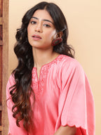 BohoJazz Red Ombre Embroidered Kaftan with Pants - Distacart