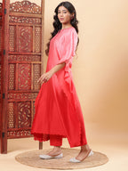 BohoJazz Red Ombre Embroidered Kaftan with Pants - Distacart