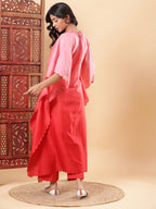 BohoJazz Red Ombre Embroidered Kaftan with Pants - Distacart