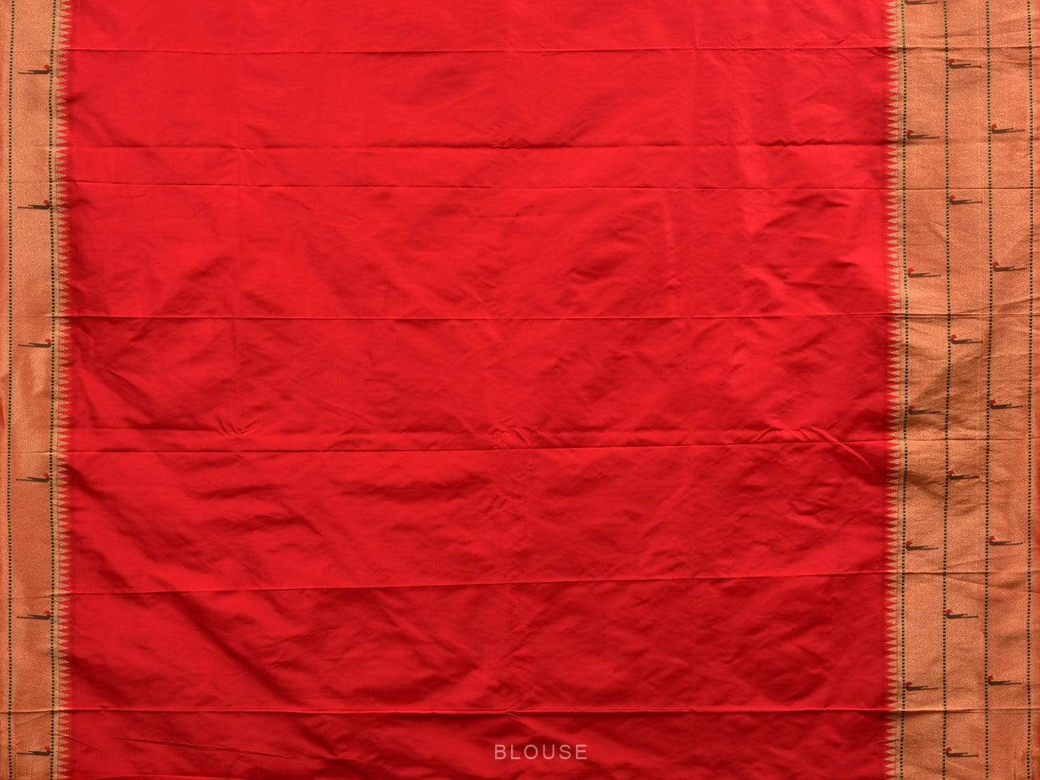 Red Paithani Silk Handloom Saree with Triple Muniya Border Saree - Global Threads