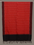Red Pochampally Ikat Cotton Handloom Dupatta with Arrows Buta - Global Threads