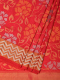 Red Uppada Silk Handloom Saree with All Over Floral Design - Global Threads