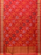 Red Uppada Silk Handloom Saree with All Over Floral Design - Global Threads