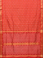 Red Uppada Silk Handloom Saree with All Over Jamdani Design - Global Threads