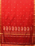 Red Uppada Silk Handloom Saree with Mango Pallu Design - Global Threads