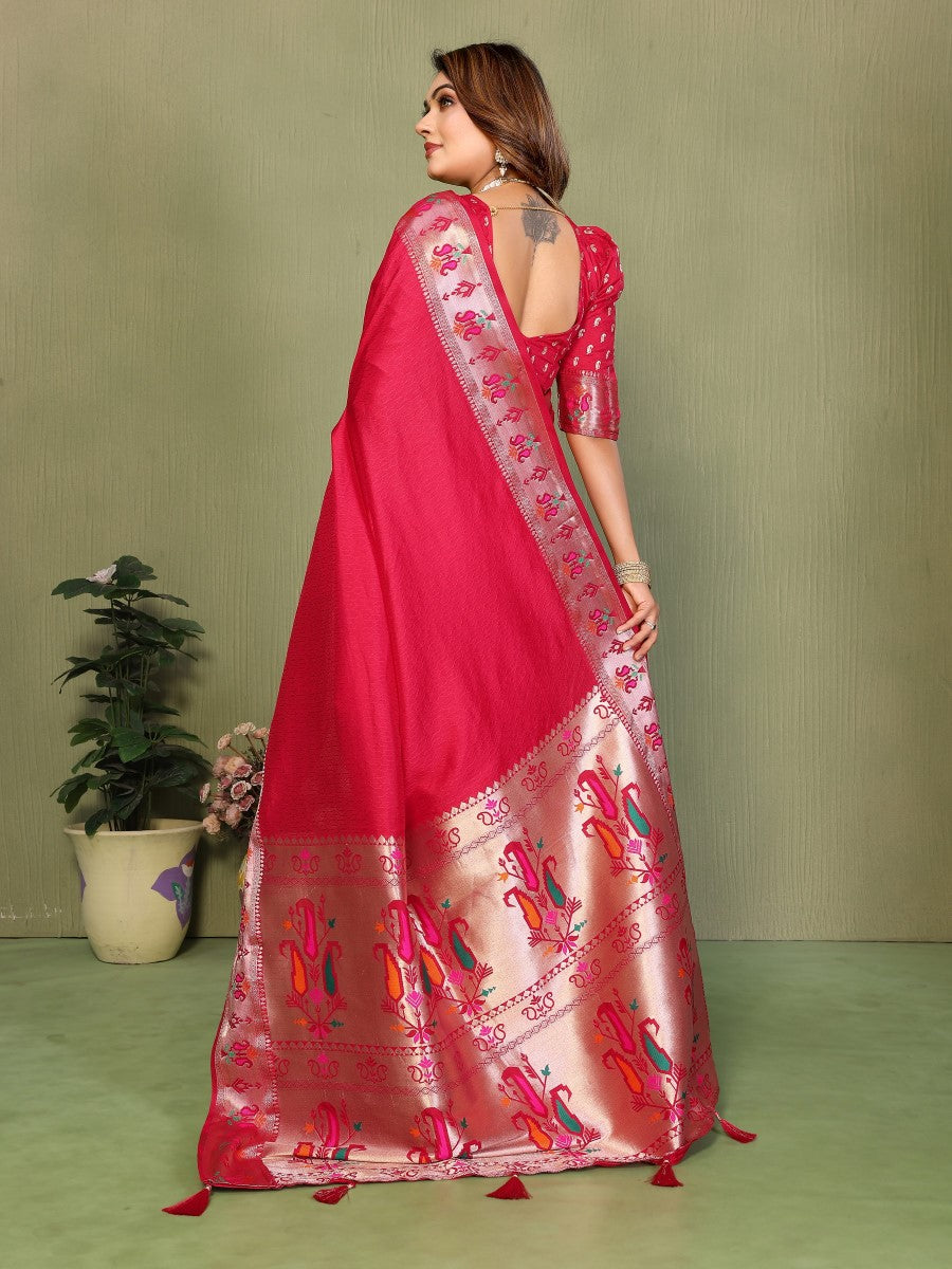 Anaita Red Paithani Gala Silk Saree With Blouse - Distacart