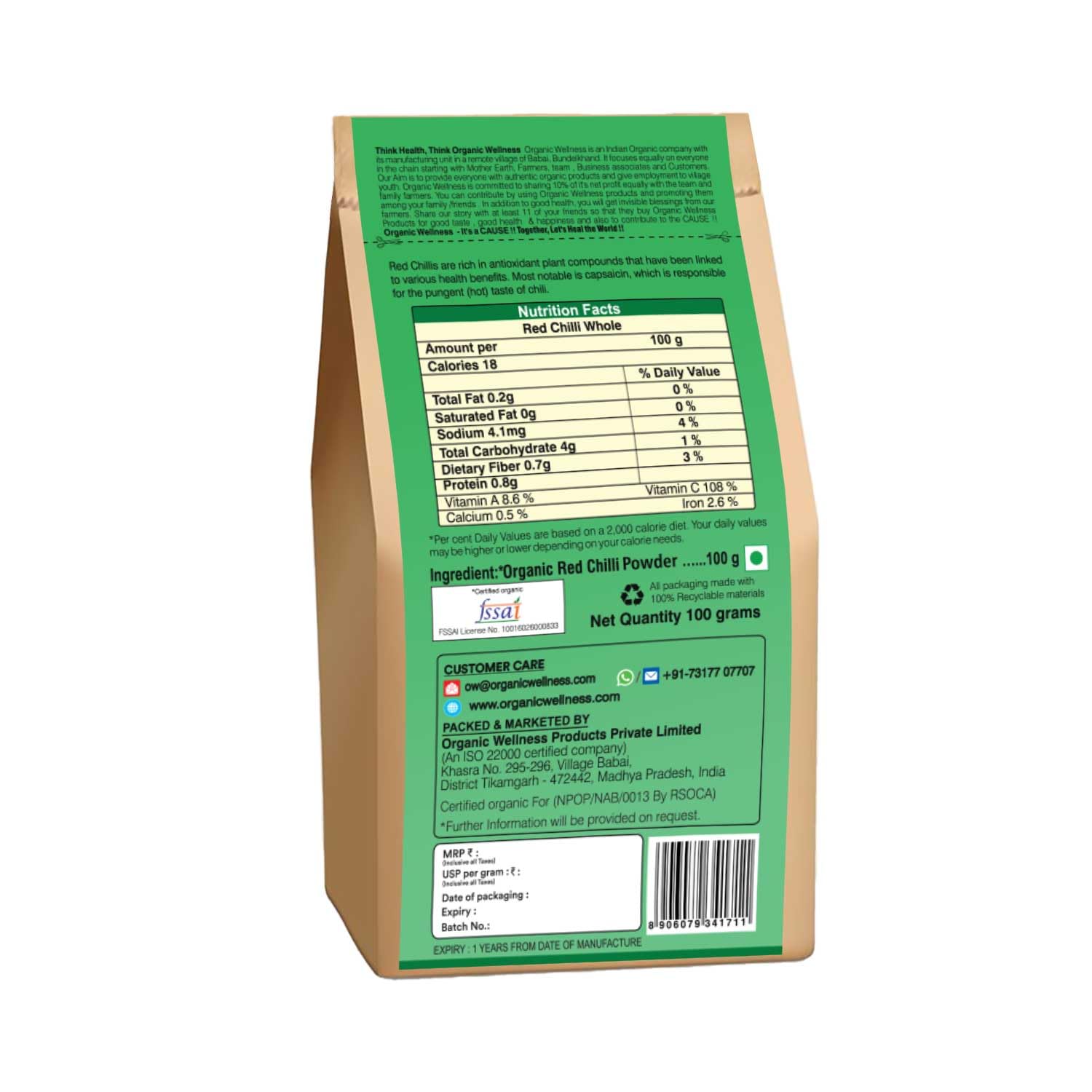 Organic Wellness Red Chilli powder - Distacart