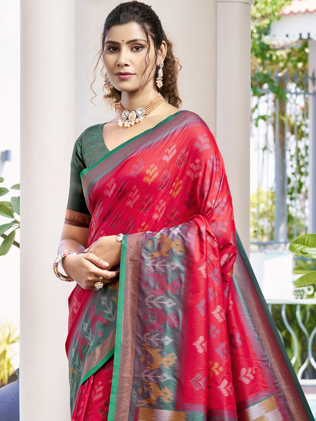 Anaita Red Silk Saree With Blouse Piece - Distacart
