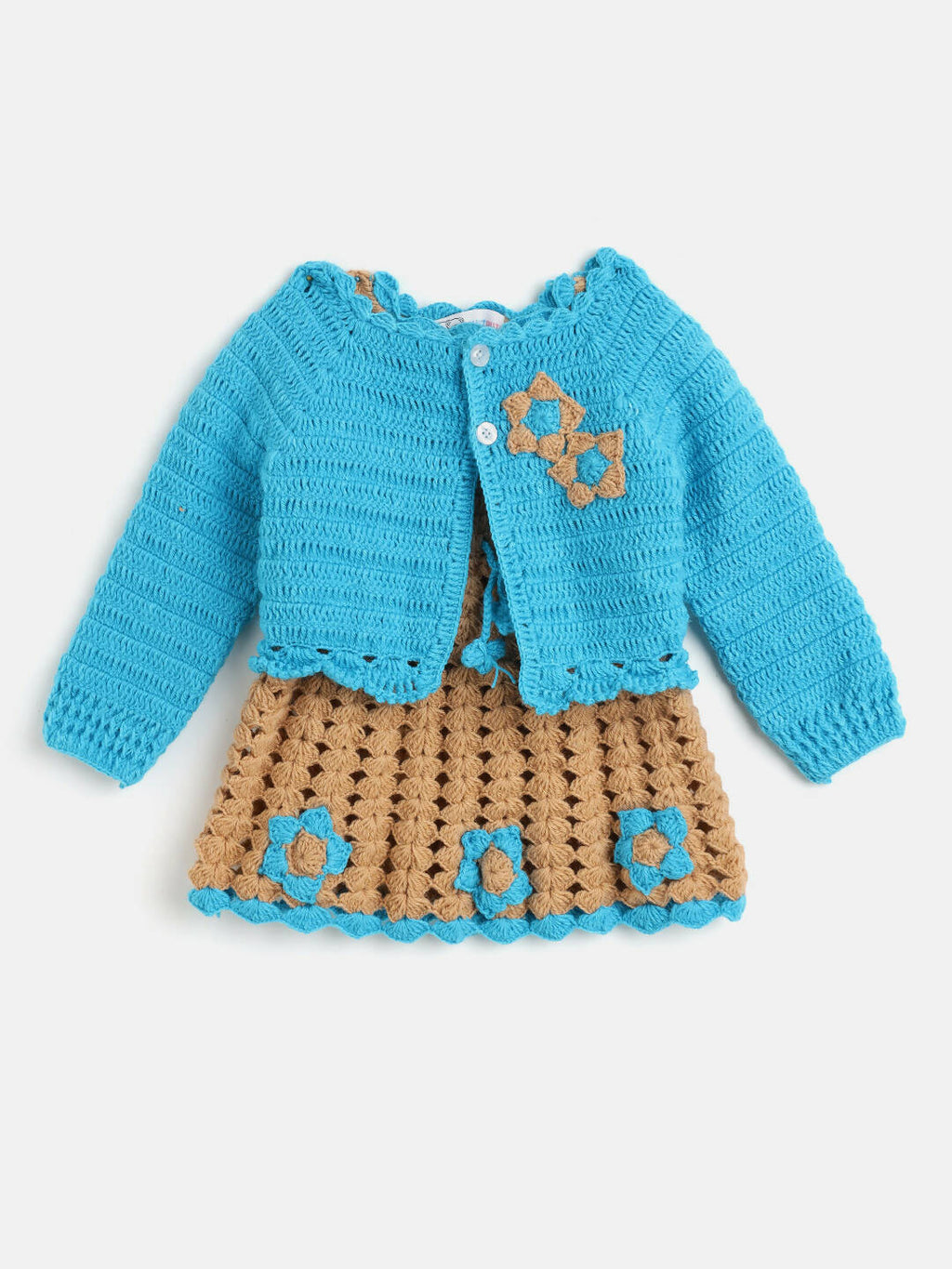 ChutPut Hand knitted BlueBerry Wool Dress For Baby Girls - Blue