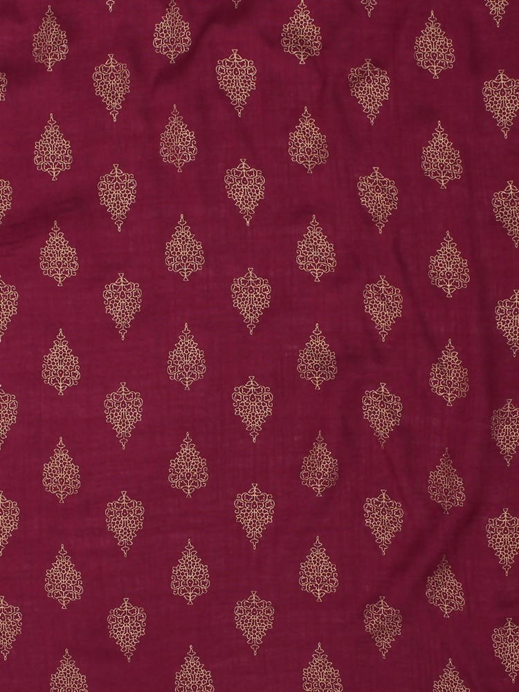 Yufta Women Burgundy Solid Kurta with Palazzo & Dupatta