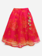 Ahalyaa Pink Organza Digital Print Kids Lehenga Choli For Girls