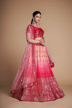 Jyoti Fashion Women's Coral Heavy Chinon Sequins Embroidered Designer Lehenga Choli Set