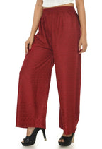 Mominos Fashion Moeza Reyon Cotton Maroon Color Chikan Work Palazzo