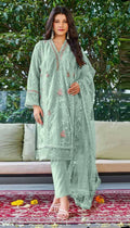 Anaita Light_Green Embroidered Organza Stitched Salwar Suit - Distacart