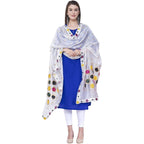 A R SILK White Color Multi rasgulla Silk Dupattas and Chunnis