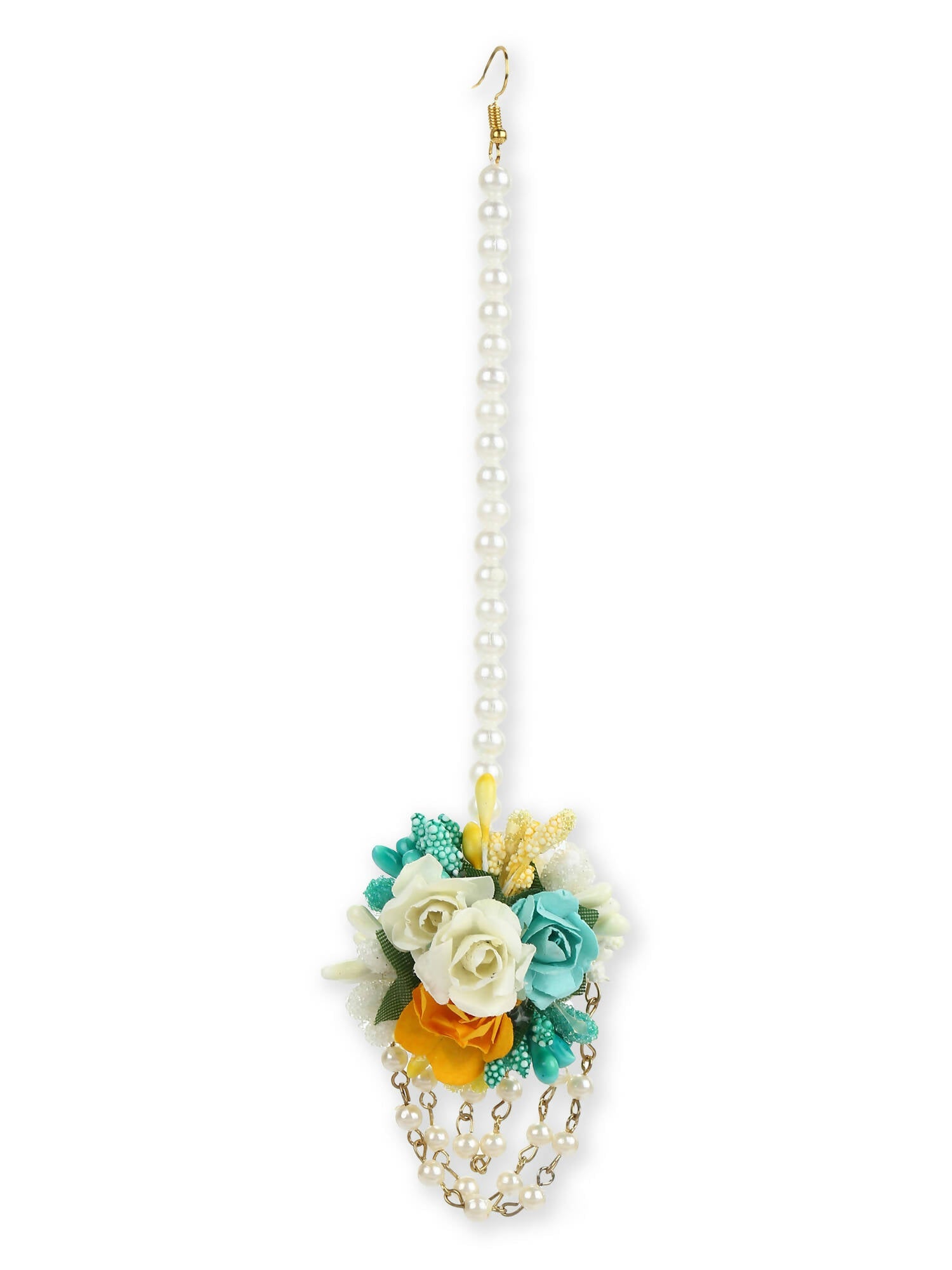Flower Jewellery Gold-Plated Turquoise Blue Floral Jewellery Set - Ruby Raang - Distacart