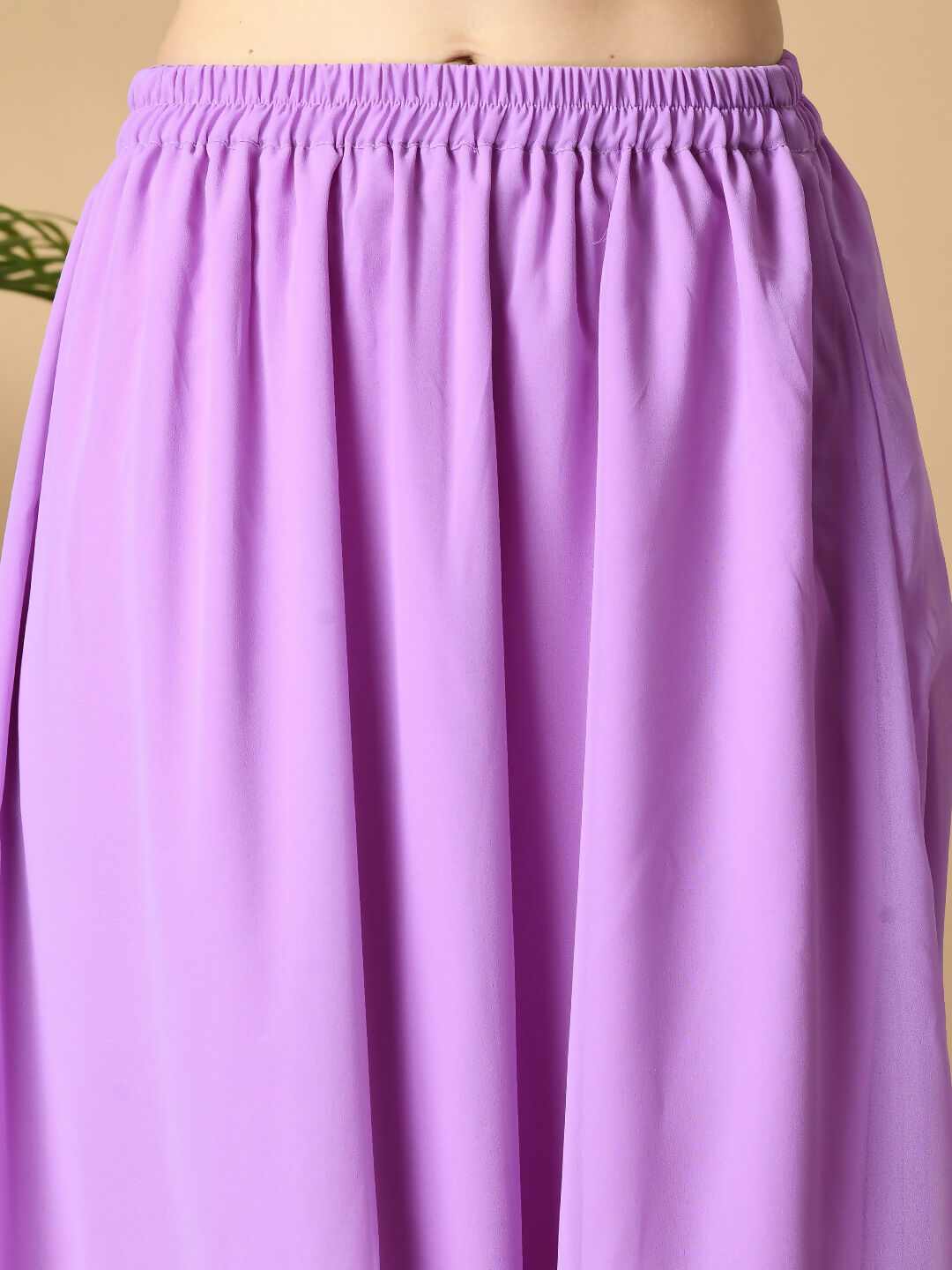 Myshka Women's Purple Georgette Kurti & Skirt With Dupatta Party Sets