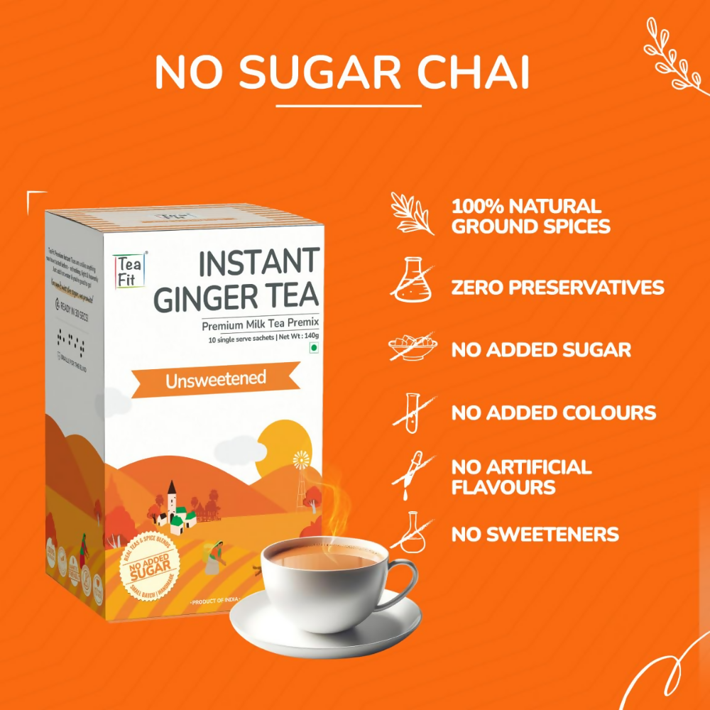 TeaFit Premium Zero Sugar Instant Tea Premix - Masala & Ginger - Distacart
