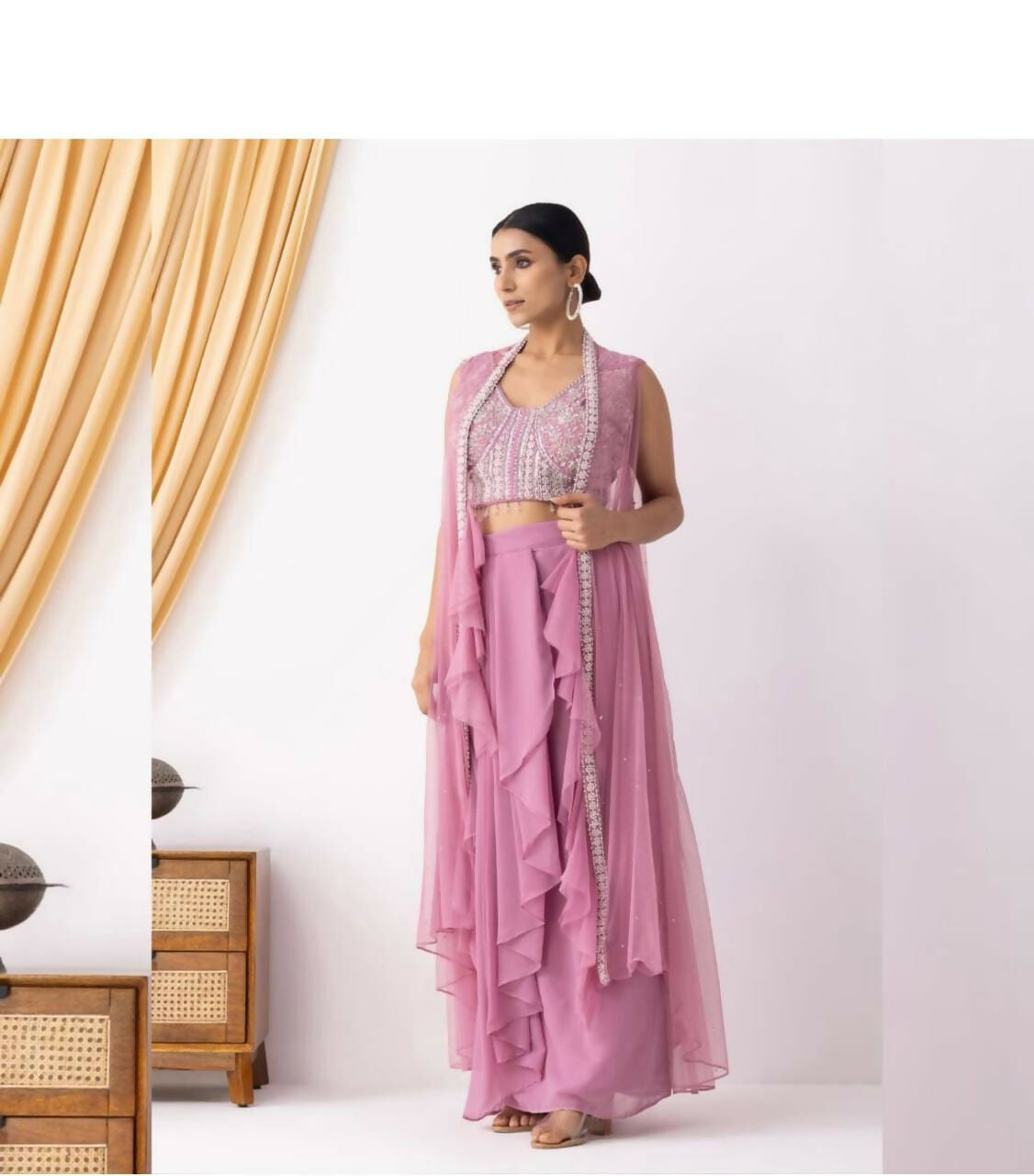 Joban Fashion Peach Kurta Set Georgette Embroidery Sequence Work - Distacart