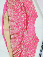 Jyoti Fashion Gajri Red Zari and Sequins Embroidered Malai Satin Silk Lehenga Choli with Dupatta