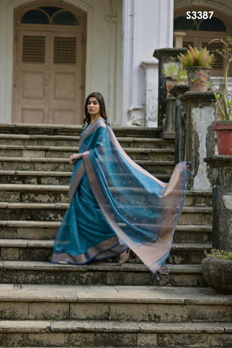 Firozi Kalyani Silk Woven Design Saree - Priyalaxmi