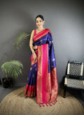 Joban Fashion Violet Banarasi Soft Silk Woven Saree - Distacart