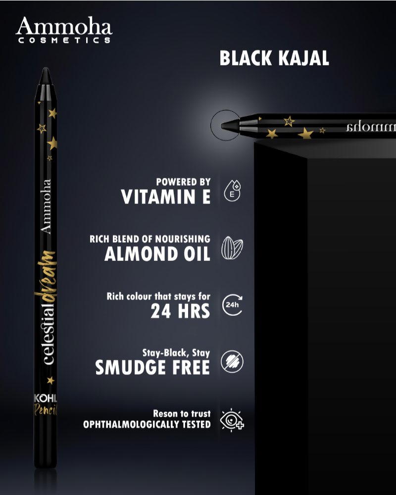 Ammoha Cosmetics Black waterproof Kohl Pencil