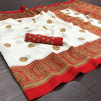 Vamika Red Printed Art Silk Saree
