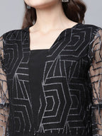 Ahalyaa Womens Crepe & Net Black Printed Jumpsuit - Distacart