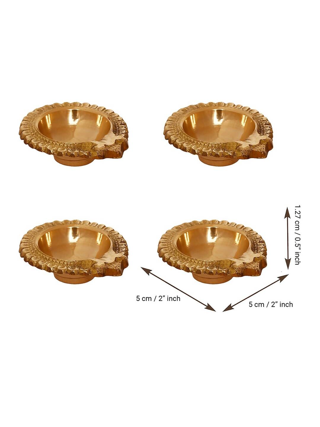 eCraftIndia Set of 4 Handcrafted Brass Diyas
