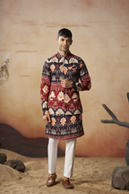 Blossom Print Cotton Nehru Jacket Set by Hilo Design