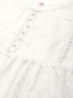 Ahalyaa Women Off-White Cotton Embroidered Tunic