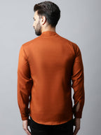 Even Apparels Brown Color Linen Pure Cotton Men's Kurta With Side Placket (SLD1137) - Distacart