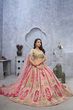 Kesar Fab Chiku Organza Embroidered Lehenga