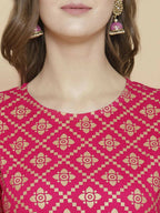 Vamika Foil Print Cotton Pink Party Wear/Casual Wear Kurta Set/Suit - Distacart