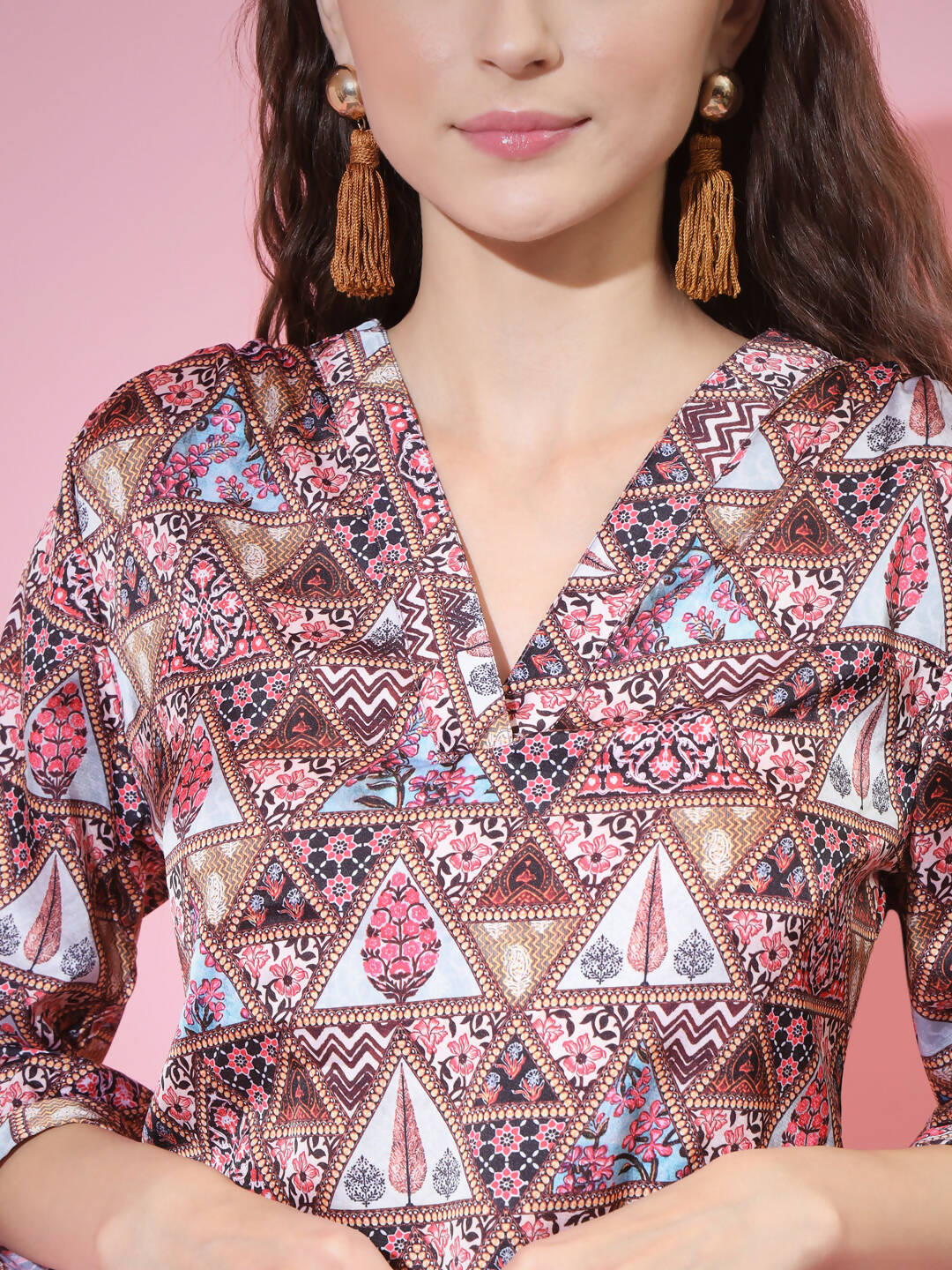 Myshka Women's Multi Printed V-Neck Top