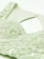 House of Panchhi Lime Green Net Sequins and Zarkan embroidery Lehenga choli & Dupatta