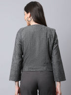 Even Apparels Black Pure Wool Open Front Statement Women's Jacket - Distacart