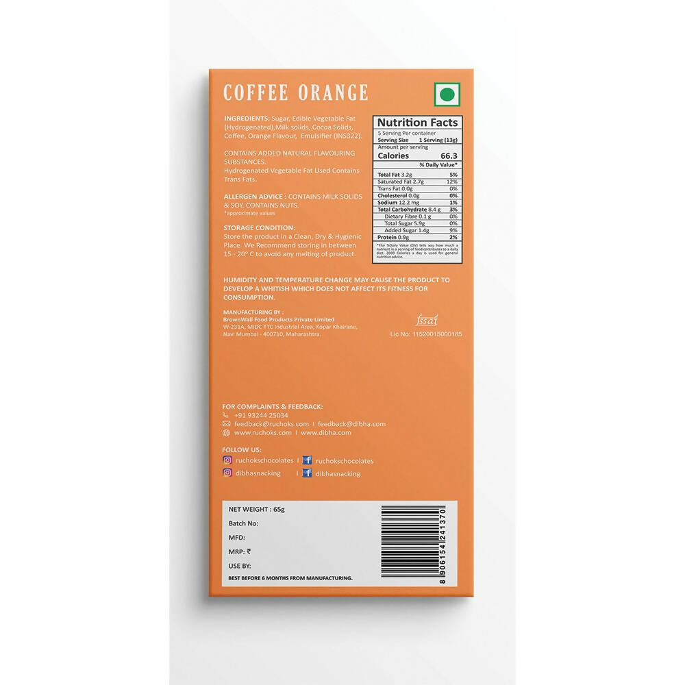 Dibha Ruchoks Valentines Special Coffee Orange Chocolate Bars