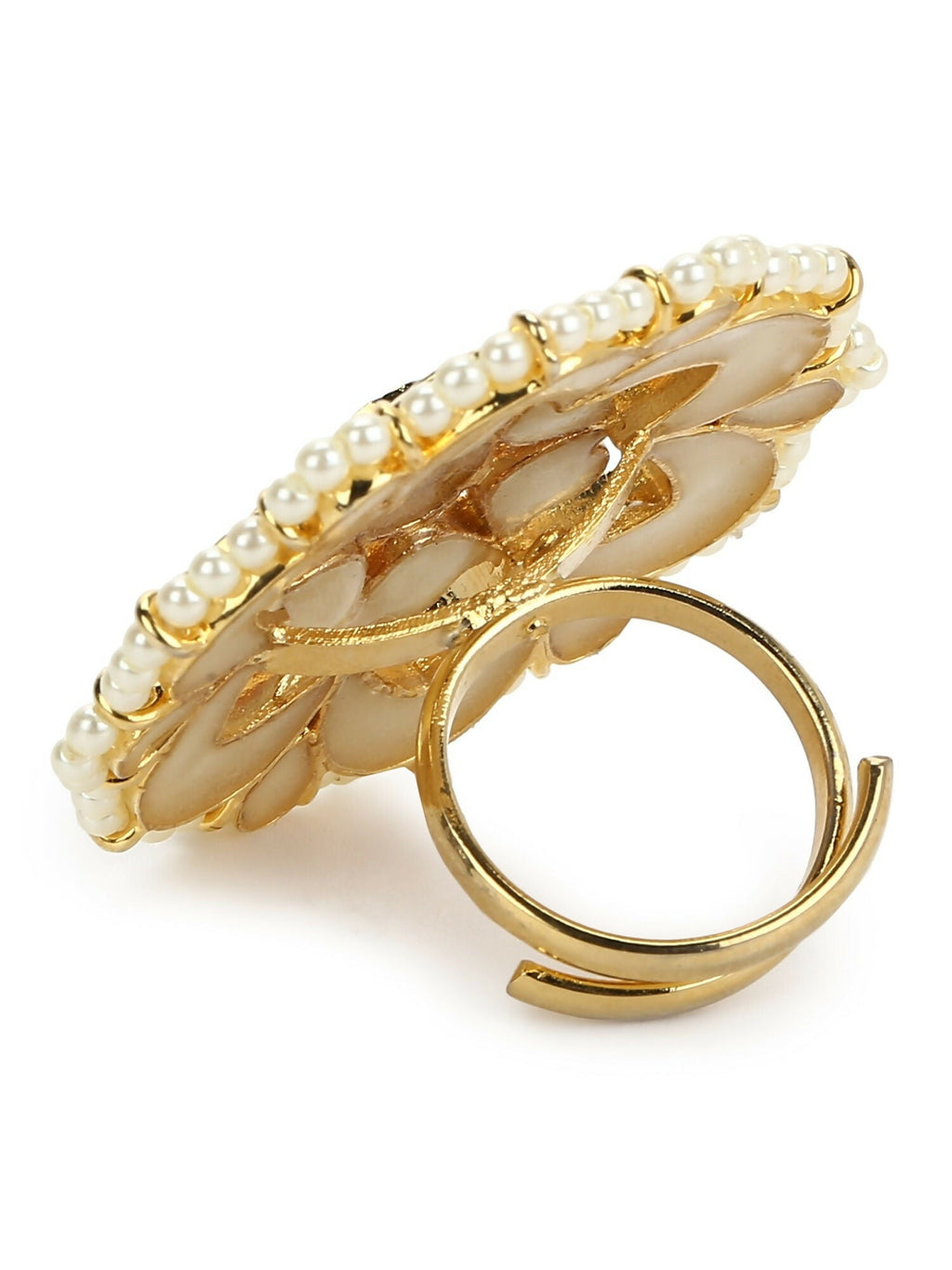 Oversized Kundan Ring- Ruby Raang