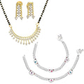 AanyaCentric Gold-plated Mangalsutra Pendant Earring Set & Silver Plated Anklet - Distacart