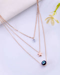 VOJ Women Stainless Steel 3 Layered Sliver Tonned Chain Set