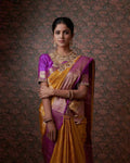 DEIANA'S Beautiful Designer Golden zari Soft Lichi Silk Saree - Yellow