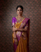 DEIANA'S Beautiful Designer Golden zari Soft Lichi Silk Saree - Yellow