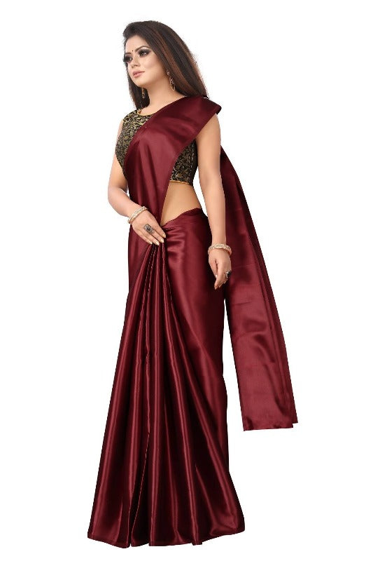Satin Designer Saree (PAVITRA MAROON)	