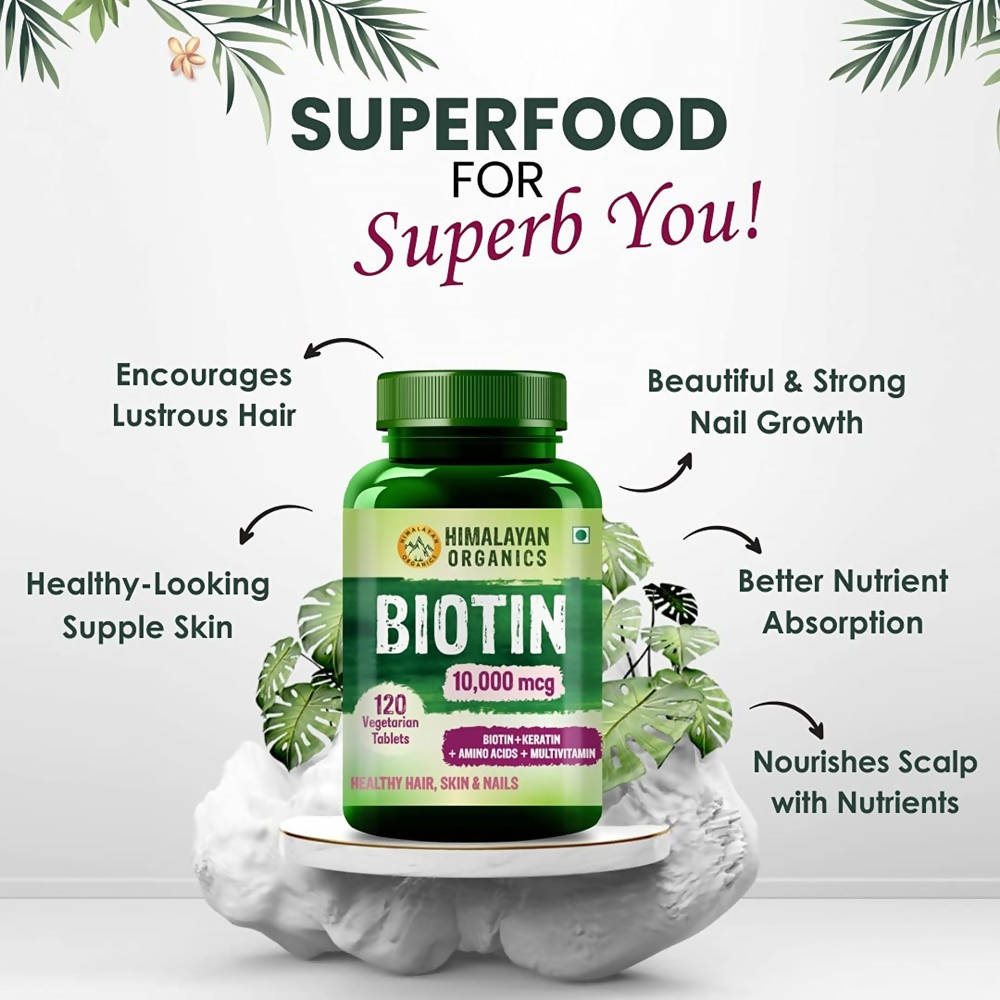  Organics Biotin 10000 Mcg with Keratin, Amino Acids & Multivitamin Tablets