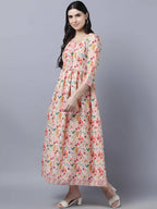 Myshka Women Multicoloured Printed Fit and Flare Ethnic Dress - Distacart