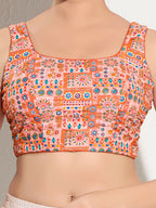 Joban Fashion Peach Viscose Rayon Padded Blouse With Square Neck Sleeveless - Distacart
