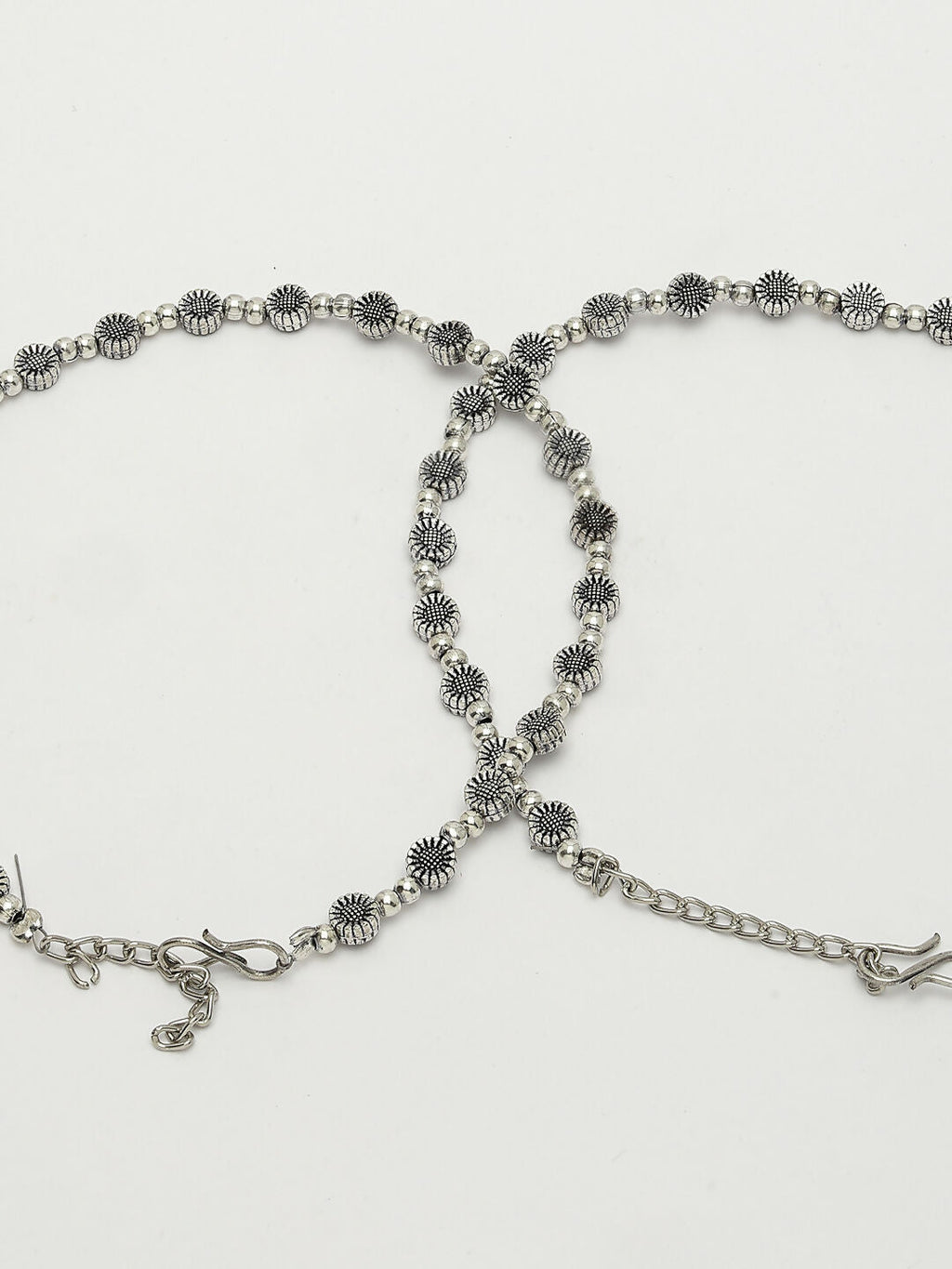 NVR Women's Set of 2 Silver-Plated German Silver Anklets - Distacart